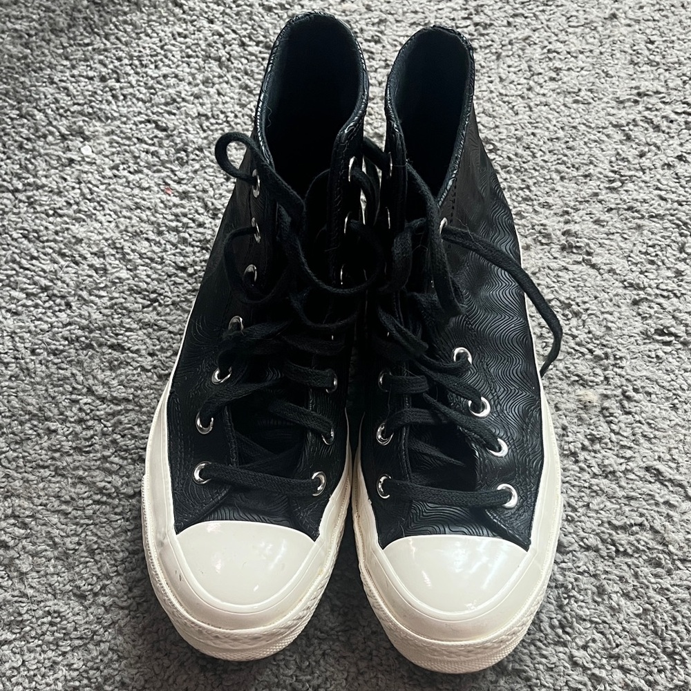 Black Leather Converse High Tops